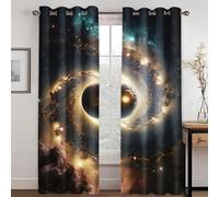 KARPIX Universe Planet Window Curtain, Space Starry Clear Curtains with Eyelets, Opaque Curtain for Children and Teenagers, 2 Panels (4.150 x 166 cm (2 x 75 x 166 cm))