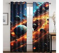 KARPIX Universe Planet Window Curtain, Space Starry Clear Curtains with Eyelets, Opaque Curtain for Children and Teenagers, 2 Panels (2.280 x 180 cm (2 x 140 x 180 cm))