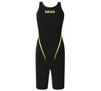 karrack Girls Sport Splice One Piece Swimsuit Training Competition Children Swimming Suit, Black/Yellow, 8-9 Years
