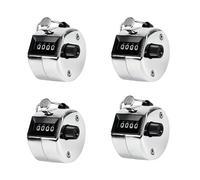KARRETVENT 4 Pcs Metal Hand Tally Counters Clicker Set, Universal Mechanical Palm Clicker Number Scorer, Silvery Round Quantity Finger Counter from 0 to 9999