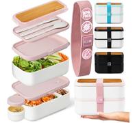 KARRICO Double Premium Bento Box Adult, 67oz, Portion Control, Dusty Pink