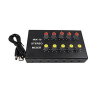 Karriter 10Way Stereo Audio Signal Mixer Board Headphone Amplifiers Sound Mixing Distributor 3.5MM Aux 2 Input 10 Output