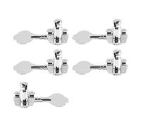Karriter 5Pcs Guitar Accessory Vintage Open Bass Guitar Tuning Keys Pegs Machine Heads Tuners Black 1L4R for 5 Strings Bass Silver