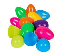 KARRMA 12 Fillable Easter Eggs 8cm Jumbo Plastic Surprise Shells - Empty Colourful Hunt Capsules for Creme Chocolate Eggs, Sweets & Money - Reusable Party Favours & Crafts