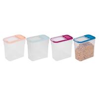 KARRMA 2 Litres Dry Food | Cereals | Dog Food |Storage Containers With Lid Quality Plastic Perfect For Saving Space In The Kitchen Area (4PC In Different Colour)