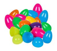 KARRMA 24 Fillable Easter Eggs 6cm Plastic Surprise Shells - Empty Colourful Hunt Capsules for Mini Chocolate Eggs, Sweets & Money - Reusable Party Favours & Crafts