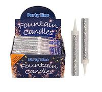 24 x Ice Sparkling Fountain Candles Silver Ideal for Christmas Decoration, Birthday Party, Cake Decorations, and Other Special Occasions - Pack of 2 (Total 48 Candles)