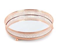 KARRMA Antique Mirror Glass Candle Tray 28CM Copper Finish, Vintage