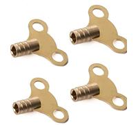 Karrma Ltd. 4pk Brass Radiator Key, Radiator Bleed Key UK - Heavy Duty Clock Type Venting Air Valve Easy Thumb Trun Keys