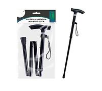 KARRMA Foldable Aluminium Walking Stick Black - Adjustable Folding Extendable Unisex Walking Canes Stick for Man Women Disabled Impaired - Approx. 92cm Height