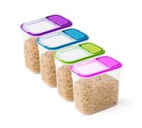 KARRMA 2 Litres Dry Food | Cereals | Dog Food |Storage Containers With Lid Quality Plastic Perfect For Saving Space In The Kitchen Area (4PC In Different Colour)