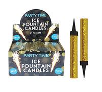 Karrma Ltd 24 x Ice Sparkling Fountain Candles Gold Ideal for Christmas Decoration, Birthday Party, Cake Decorations, and Other Special Occasions - Pack of 2 (Total 48 Candles)