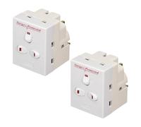 Karrma Ltd. 3 Way UK Plug Adapter, Pure Copper Pins, White, Pack of 2