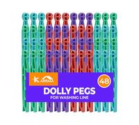Karrma Ltd. 48pk Plastic Dolly Pegs for Washing Line Heavy Duty Strong Grip Clothes Pegs Reusable Indoor Outdoor Laundry Dolly Pegs Weather Resistant Multicoloured