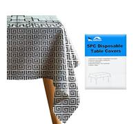 Karrma Ltd. 5 x Disposable Paper Table Cloths 100 x 140 cm - Black Spiral Design, Water-Resistant Indoor & Outdoor Covers