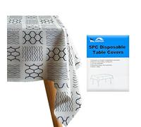 Karrma Ltd. 5 x Disposable Paper Table Cloths 100 x 140 cm - Wavy Stripes Design, Water-Resistant Indoor & Outdoor Covers