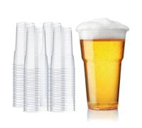 Karrma Ltd. Disposable Beer Glasses Half Pint - Reusable Clear Plastic Glass | Plastic Disposable Half Pint Glasses - Soft Drink Cups Tumblers for Parties and Events - Pack of 50