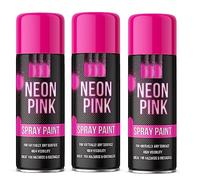 Karrma Ltd. Fluorescent Neon Pink Spray Paint 200ml (Pack of 3) - Bright Vivid Aerosol Paint, Fast Dry Graffiti Spray, No CFC, Indoor & Outdoor Use