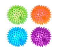 Karrma Ltd. Light Up Spiky Balls Pack of 4, 6.5 cm LED Bouncy Sensory Stress Balls, Squishy Fidget Toys, Neon Disco Party Bag Fillers for Kids