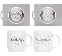 Mummy and Daddy Mug Gift Set for New Parents New Bone China Drinks Mug for Coffee Tea Latte Cappuccino Mocha Newborn Keepsake