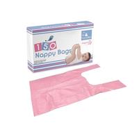 Karrma Ltd. Nappy Bags 150 Pack Scented Disposable Nappy Sacks with Tie Handles for Odour Control - Leak-Proof Nappy Bin Bags for Home, Travel & Pets