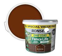 Karrma Ltd. One Coat Fence Life Medium Oak 5L - Weather-Resistant Fence & Shed Stain, Quick-Dry, Long Lasting Wood Protector for Garden Timber