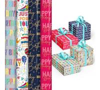 Karrma Ltd. Pack of 4 x 3M Happy Birthday Gift Wrapping Paper roll
