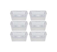 Karrma Ltd Pack of 6 Plastic Handy Basket Storage Basket - Available in two colors : Silver and Clear - Fashionable Touch - Perfect Match for any Decoration (25cm, White)