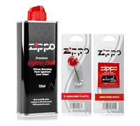 Karrma Ltd. Premium Lighter Fluid Refill Kit 125ml - Windproof Lighter Fuel with Wick & 6 Flints, Low Odour, Fast Ignition, Easy Refill Nozzle