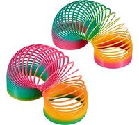 Karrma Ltd. Rainbow Spring Toy 2 Pack (6.5cm) - Colourful Stretchy Slinky Fidget Toy for Kids - Fun Party Bag Fillers, Novelty Gifts, Game Prizes & Sensory Play for Boys & Girls
