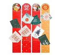Karrma Ltd. Traditional Christmas Card Holder for Wall - Pack of 4 Vertical Hanging Festive Card Display with Ribbon & Pegs - Holiday Greeting Card Organiser Decoration