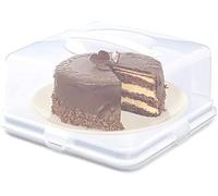 KARRMA White Plastic Cake Carrier Box - Lockable Lid Cover Box - Lid Carry Handle - Durable - Easy Locking -Dishwasher, Freezer & Microwave Safe