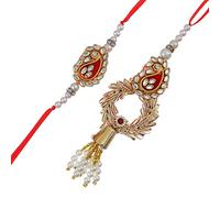 Karrmas Handcrafted Rakhi Set for Brothers and Bhabhi - Traditional Lumba Rakhi - Unique Indian Gift for Festivals