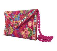 Karrmas Jaipuri Rajasthani Handmade Embroidery Clutch Bag for Women - Stylish Sling Bag with Mirror Work, Perfect for Crossbody Use - Dimensions: 22x16 cm
