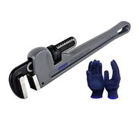 KARRYTON 14 Inch Aluminum Pipe Wrench, 2-3/4"/70mm Adjustable Cr-Mo Jaw Opening Heavy Duty Aluminum Straight Handle Plumbing Wrenches, Perfect Plumbers Tool Exceed GGG Standard