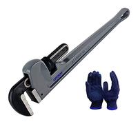 KARRYTON 24 Inch Aluminum Pipe Wrench, 4"/100mm Adjustable Cr-Mo Jaw Opening Heavy Duty Straight Handle Plumbing Wrenches, Perfect Plumbers Tool Exceed GGG Standard