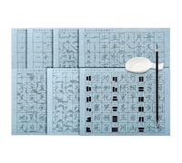 Karshor 9 Pcs No Ink Chinese Calligraphy Set, Gridded Brush Water Writing Cloth Paper with Chinese Traditional Calligraphy Brushes and Water Dish Reusable Water Writing Cloth for Beginners Practicing