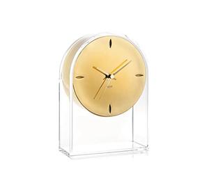 Kartell Air du Temps Plastic Table Clock, Plastic, Crystal Clear/Gold, 21.5 x 8 x 30 cm