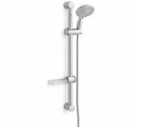 Kartell Chrome Deluge Shower Slide Rail Kit Universal Adjustable Shower Riser Rail with Handset Holder and Shower Head Wall Mounted for Standard UK Showers