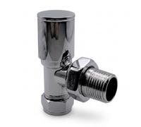Kartell Chrome Radiator Valve Angled 15mm Manual Control, Brass Radiator Valve Set For Central Heating Wall Pipes