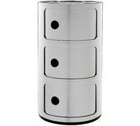 Kartell - Componibili Metal Storage With 3 Compartments, Chrome - Chrome