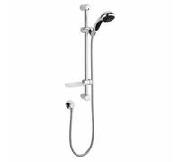 Kartell Flow Chrome Shower Slide Rail Kit With Handset Holder And Shower Head Wall Mounted For Standard Uk Showers