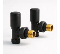 Kartell K-Rad Angled Modern Radiator Valve 15mm - Matte Black - Pair - for Radiators & Towel Rails