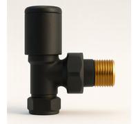 Kartell K-Rad Angled Modern Radiator Valve 15mm - Matte Black - for Radiators & Towel Rails (1)