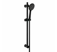 Kartell Nero Matte Black Shower Slide Rail Kit With Handset Holder And Shower Head Wall Mounted For Standard Uk Showers