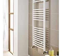 Kartell White Curved 400 X 1600 Heated Towel Rail 22mm Warmer Radiator 400mm X 1600mm