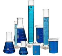 Karter Scientific Beaker, Flask, Cylinder Set, 3.3 Boro. Glass - 9 Pieces - Beaker Set, Flask Set, and Graduated Cylinder Set, 233N2