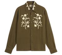 Kartik Research Men's Embroidered Western Shirt Olive/Ecru