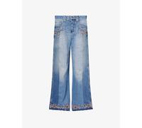 Kartik Research Mens Kartik Research Kasauli Bead-Embellished Denim Jeans Mid Blue M