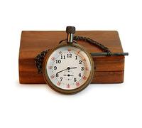 Kartique Antique Pocket Watch with Chain Golden Finish Second Numbers in Red with Second Needle at Bottome, Gold, strap